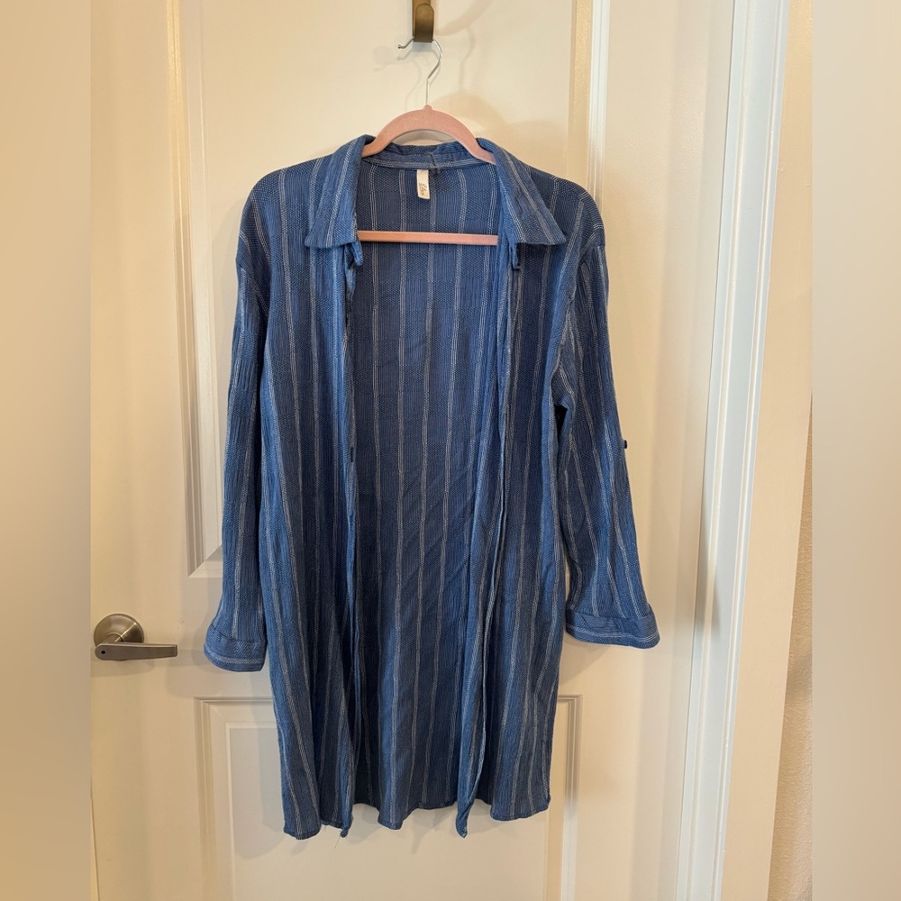 Everything But Water Elan Swim Cover Up - Blue with White Stripes